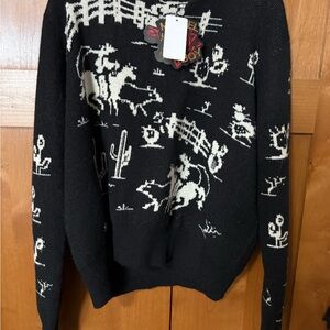 Western-Inspired Black and White Sweater